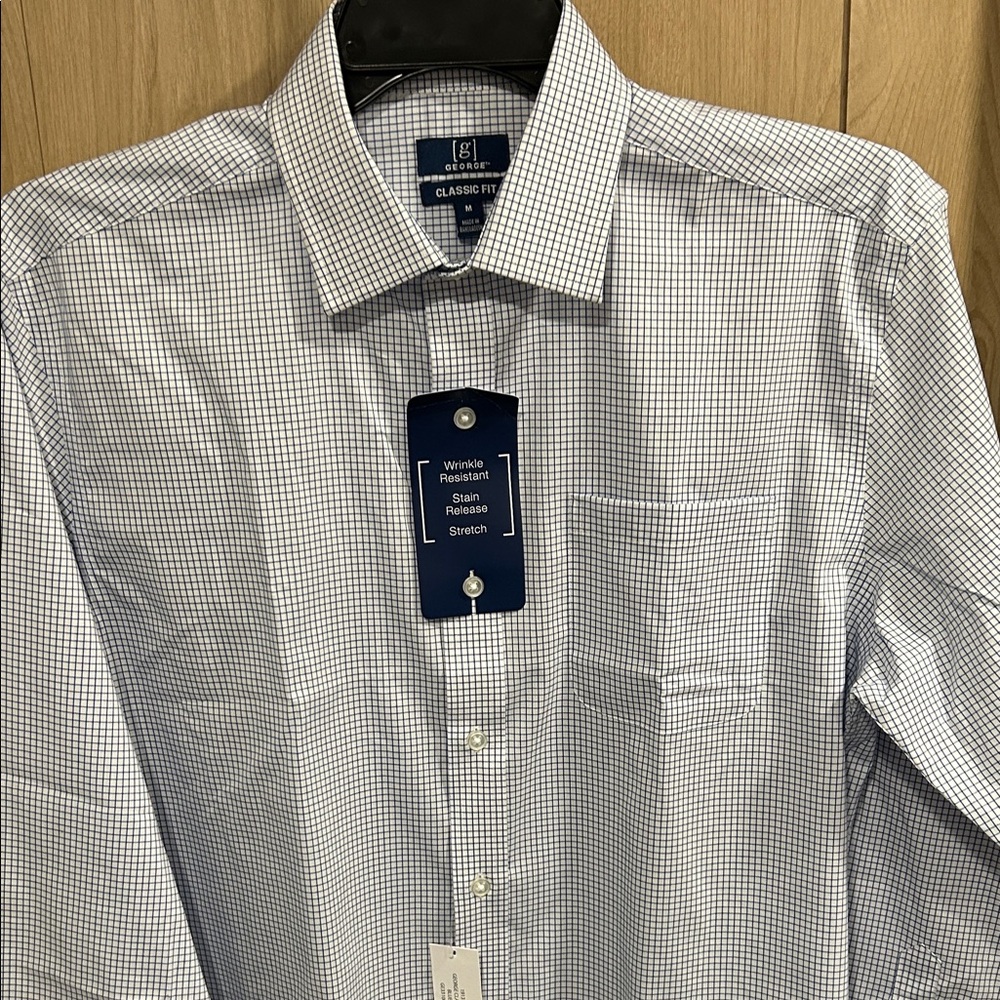 George White and Blue Checkered Dress Shirt - Picture 2 of 3